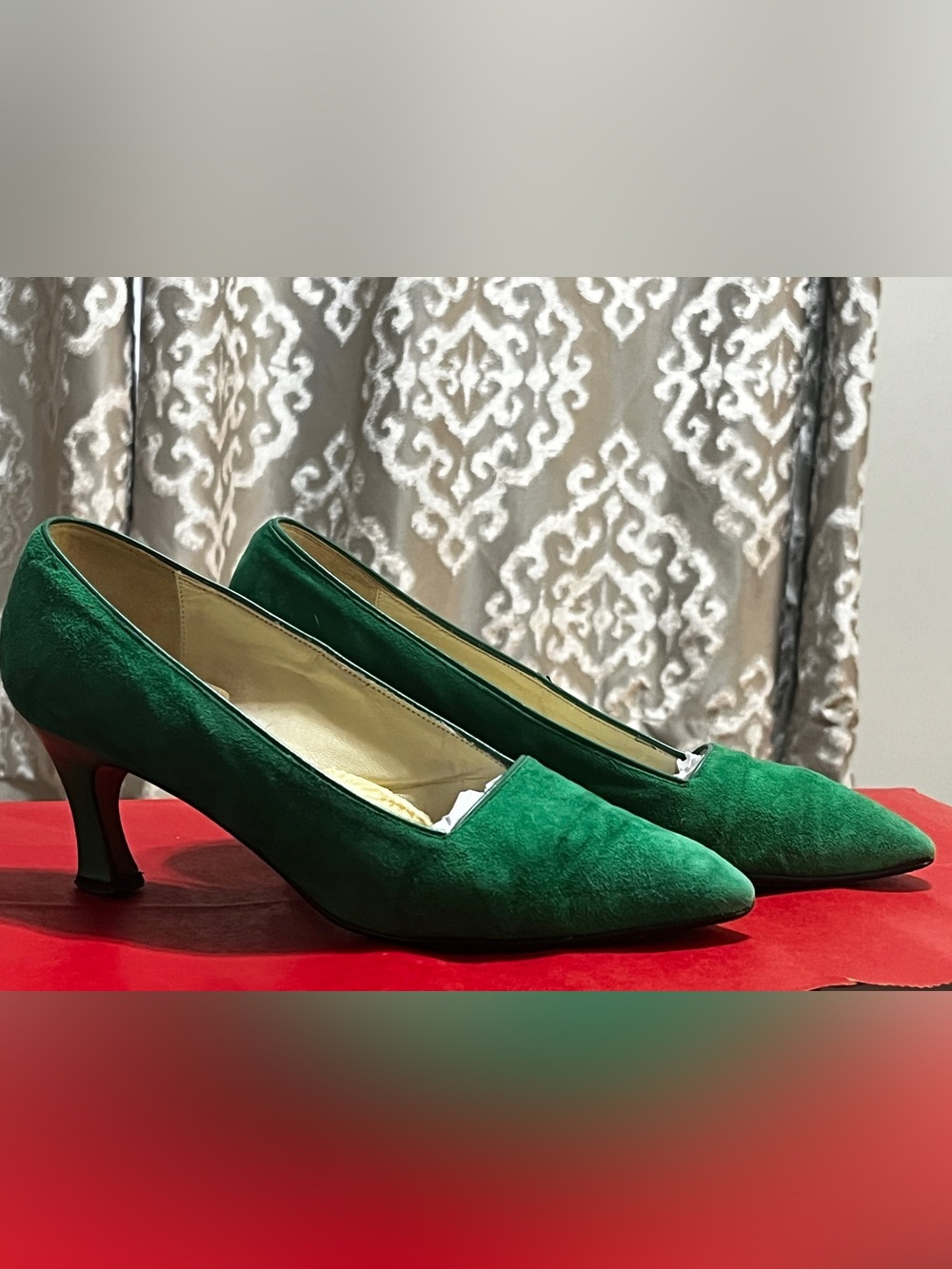 BALLY Emerald Green Suede Pointed-Toe Low Heel Flats